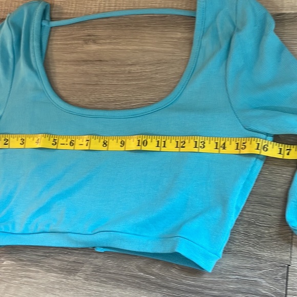 Blue long sleeve crop top, high waisted long skirt,Elastic waist,two piece,Large - Picture 5 of 11